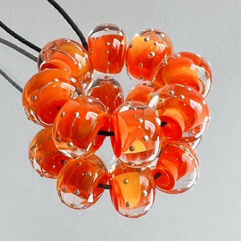 California Poppy Handmade Lampwork Glass Beads
