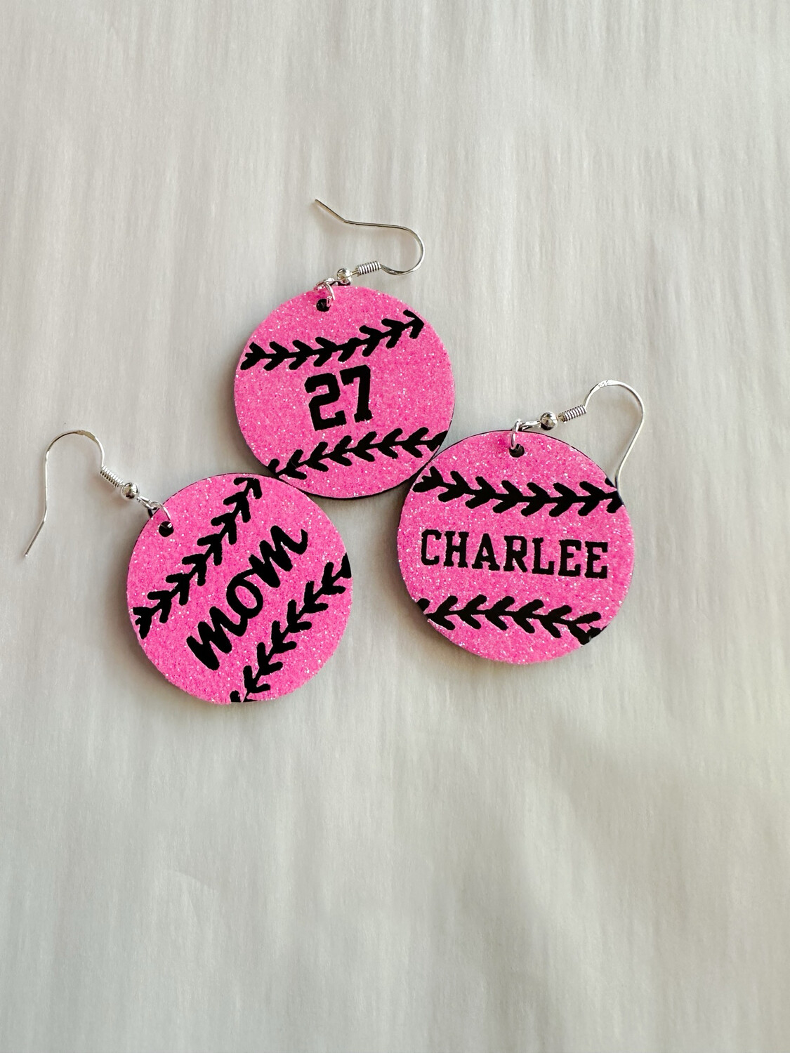 Pink Ladies Personalized Acrylic Softball Earrings