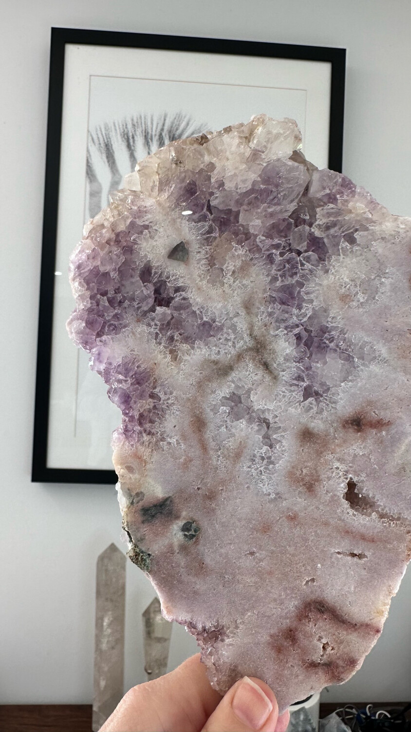 Pink Amethyst Slab On Stand