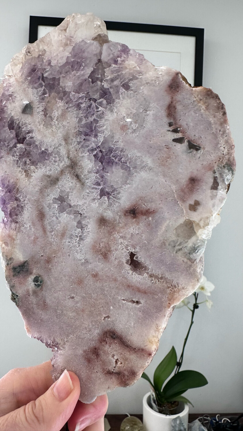 Pink Amethyst Slab On Stand