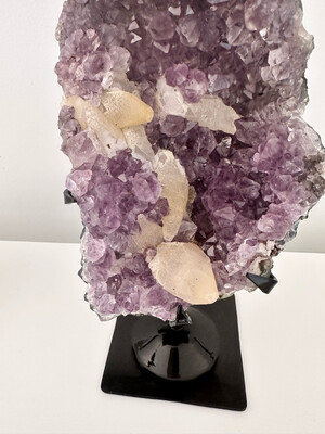 Purple Amethyst And Calcite Crystal Cluster