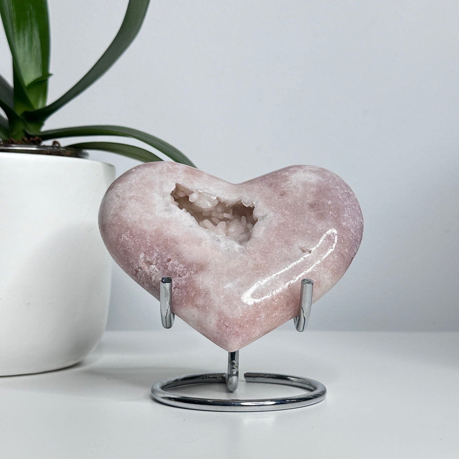 Pink Amethyst Crystal Heart Carving