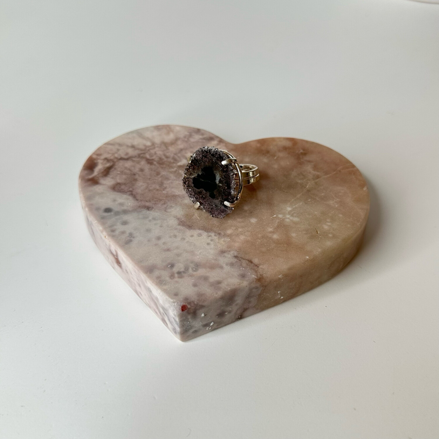 Pink Amethyst Heart Carving