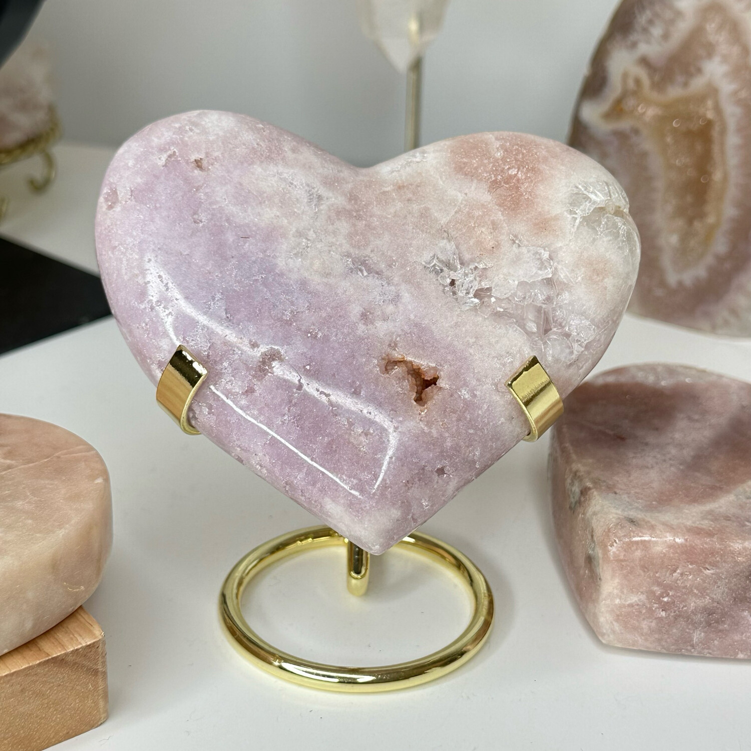 Pink Amethyst Crystal Heart Carving