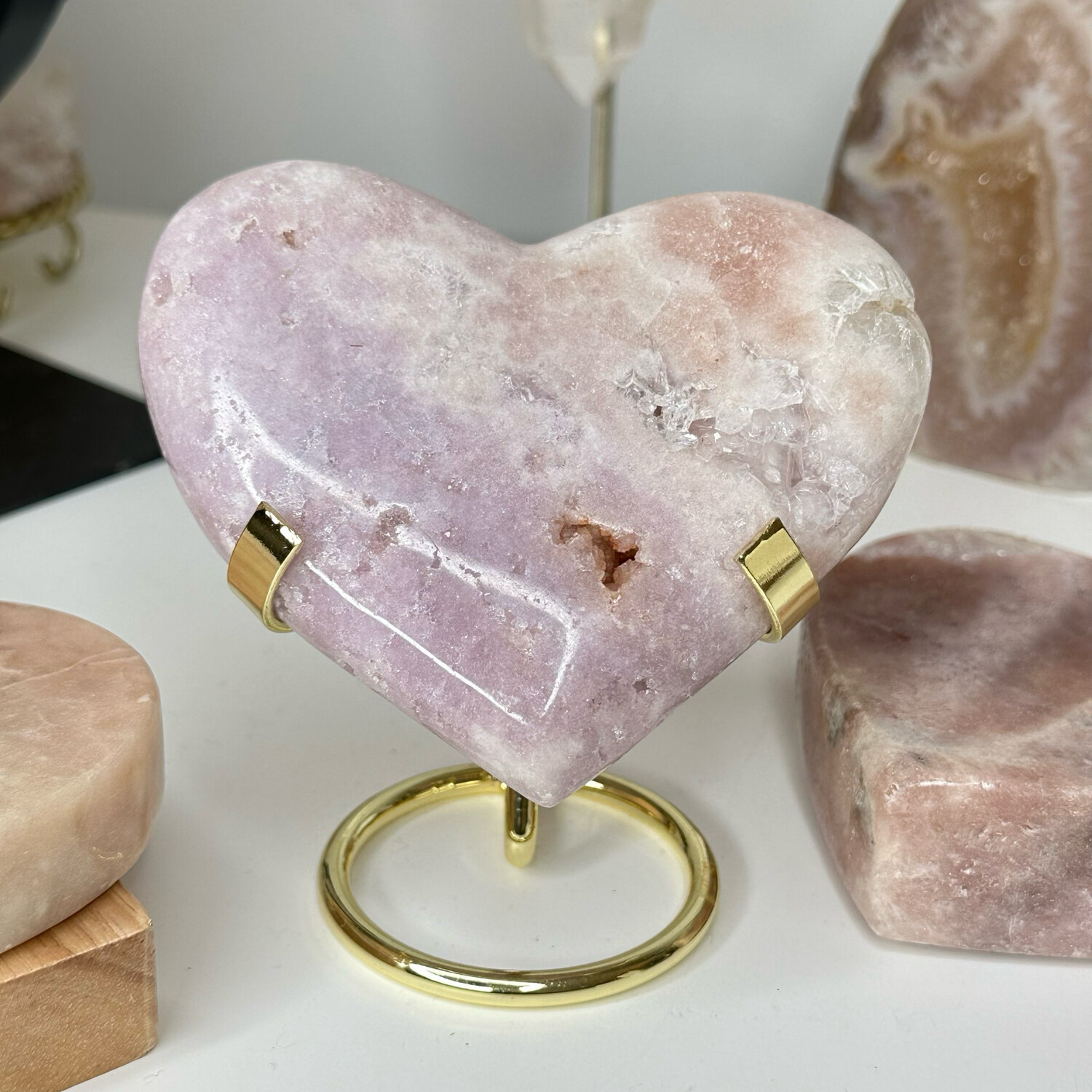 Pink Amethyst Crystal Heart Carving