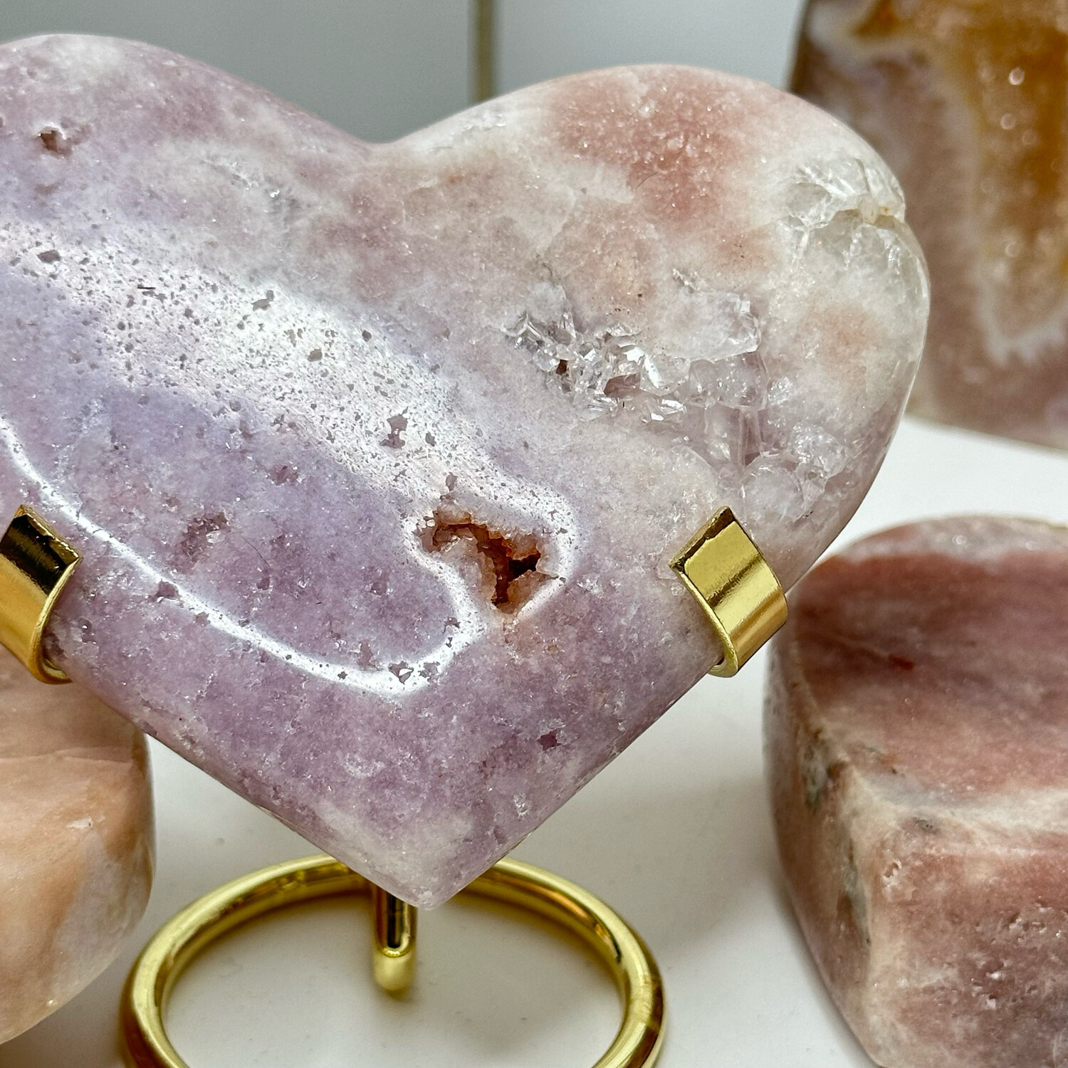 Pink Amethyst Crystal Heart Carving
