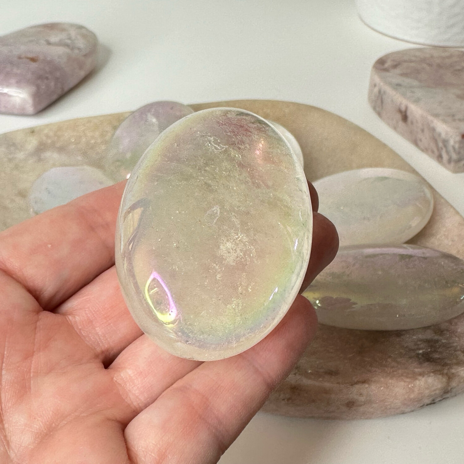 Aura Quartz Crystal Palmstones