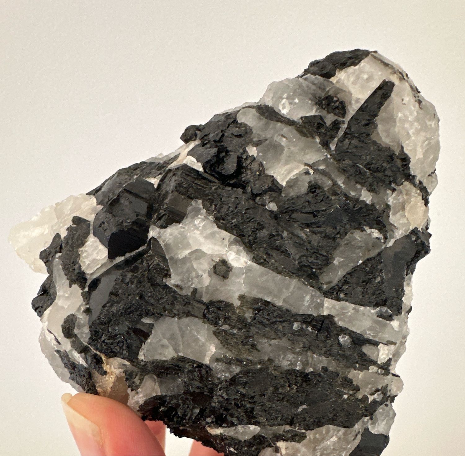Black Raw Tourmaline Crystal On Matrix.