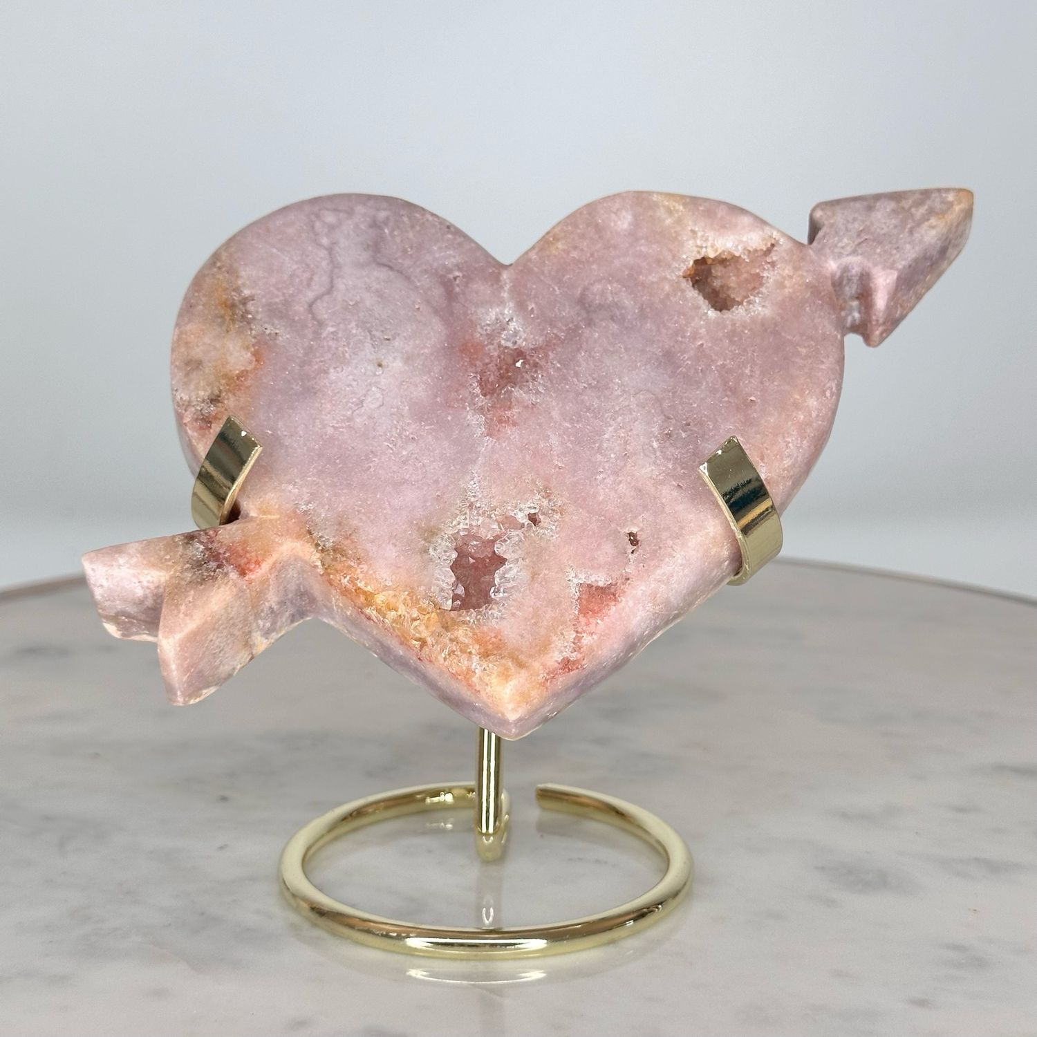 Pink Amethyst Cupid Heart Crystal Carving