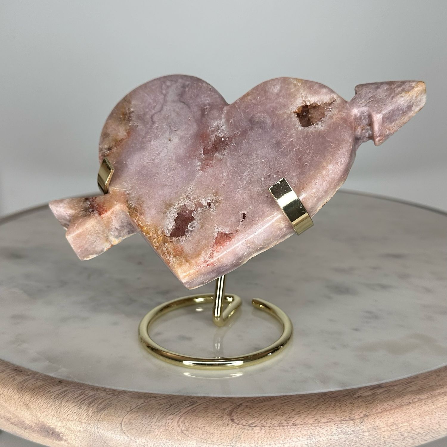 Pink Amethyst Cupid Heart Crystal Carving