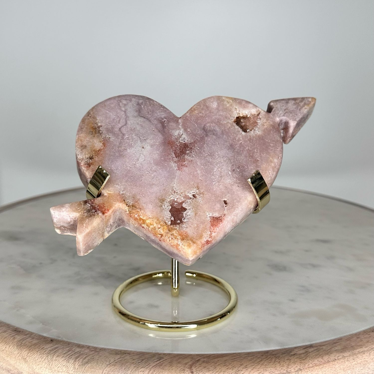 Pink Amethyst Cupid Heart Crystal Carving