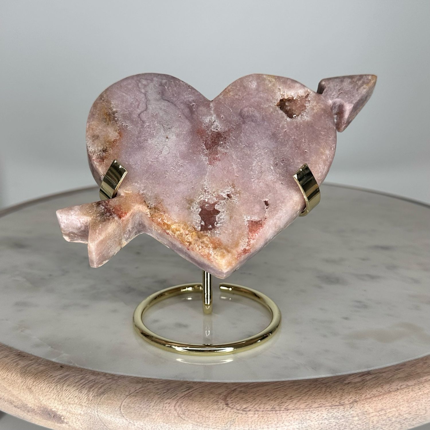 Pink Amethyst Cupid Heart Crystal Carving