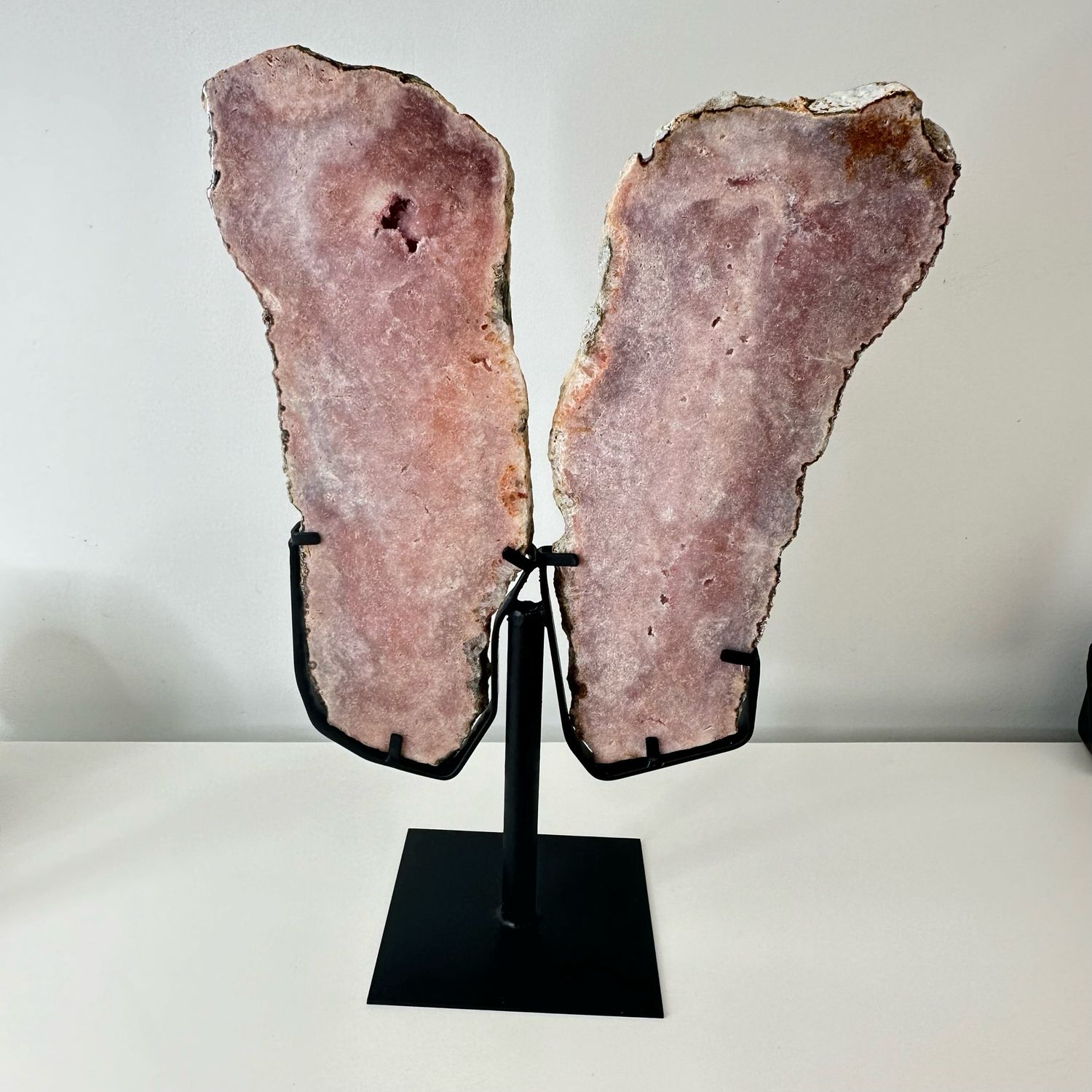 Statement Pink Amethyst Crystal Wings On Stand