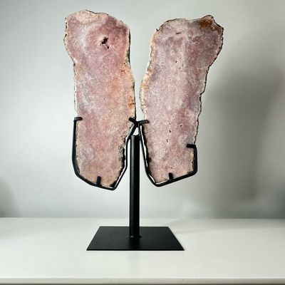 Statement Pink Amethyst Crystal Wings On Stand