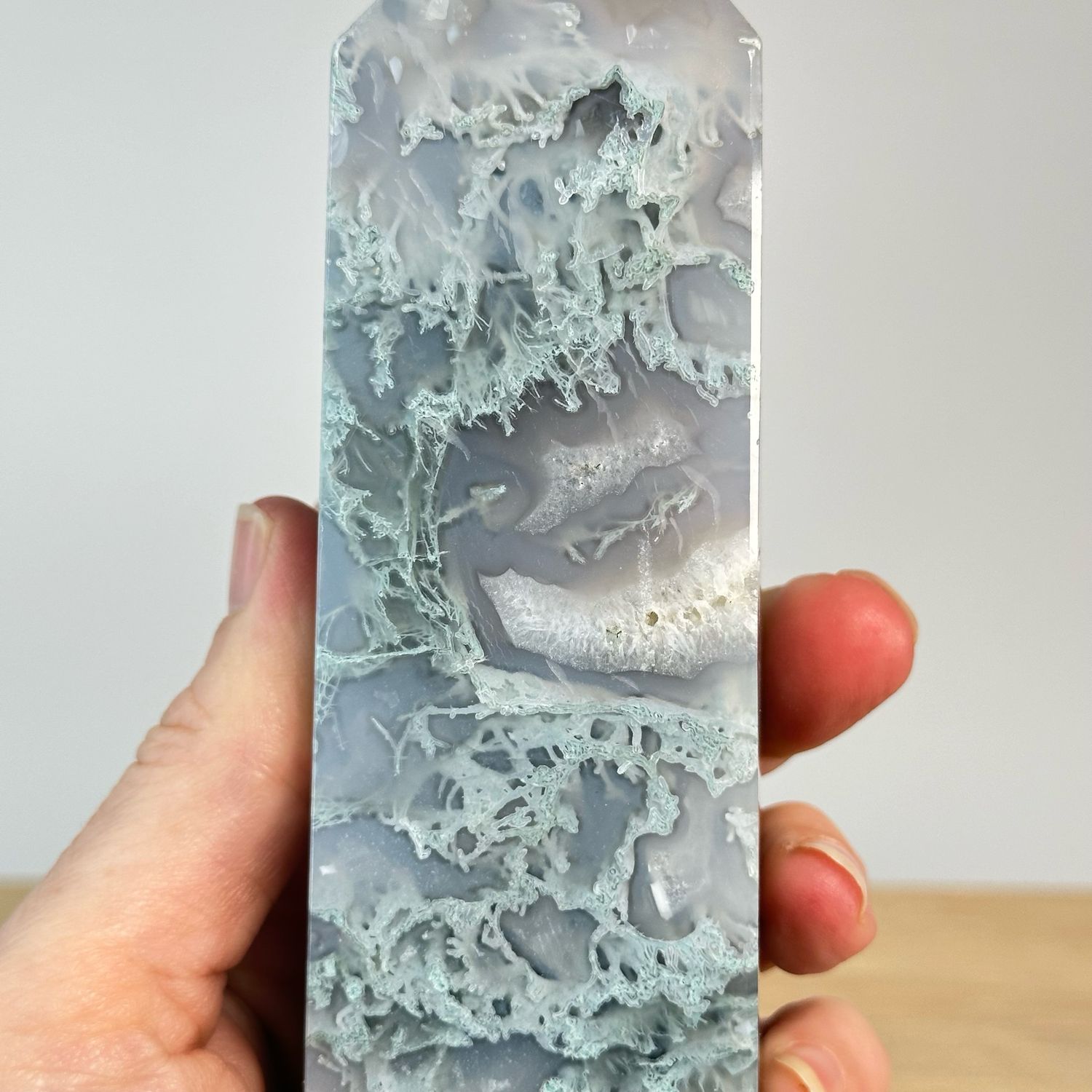 Large Moss Agate Tower