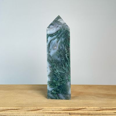 Moss Agate Crystal Tower