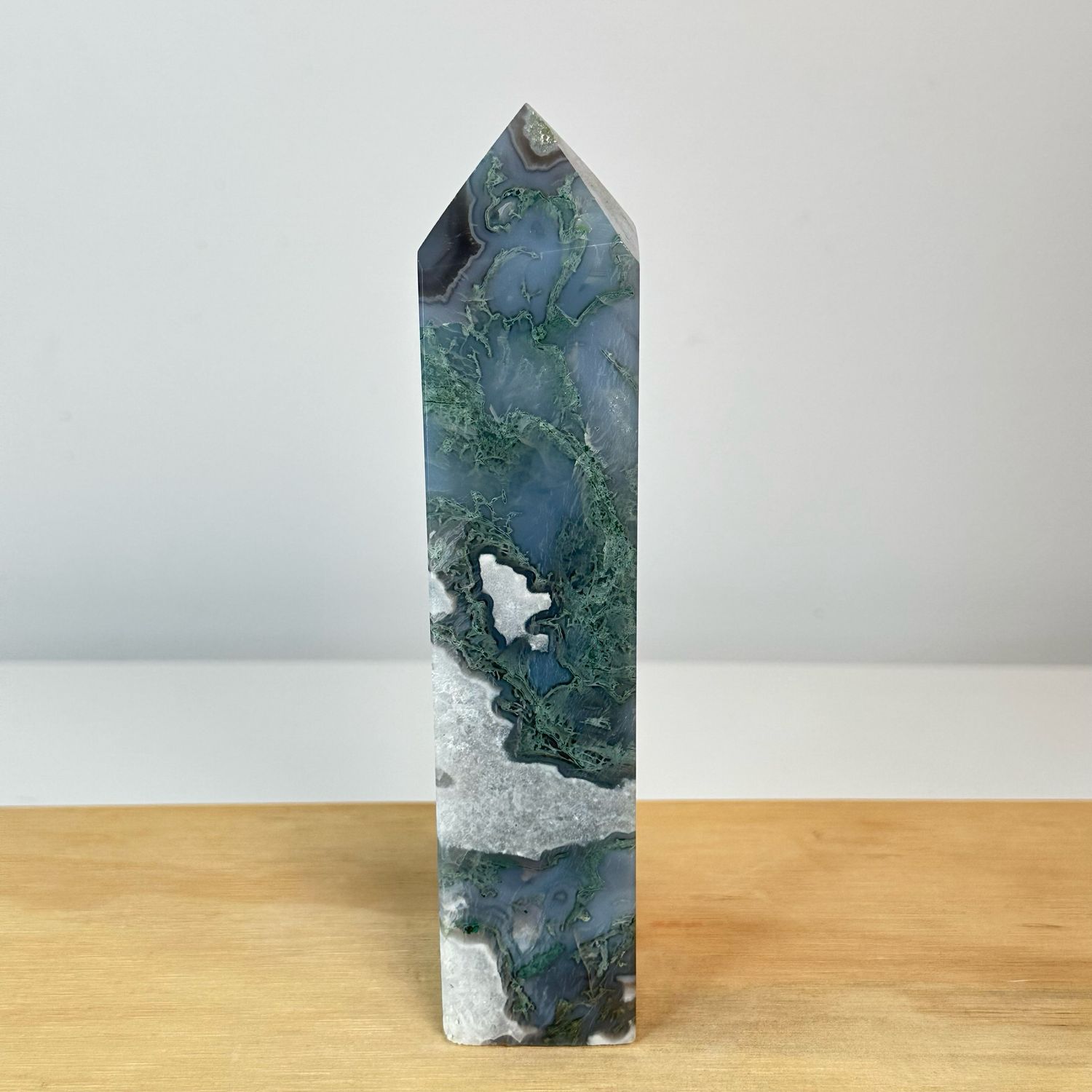 Large Moss Agate Tower