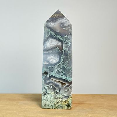 Large Moss Agate Tower