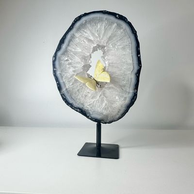 Large 5.5 Kg Amethyst And Blue Lace Agate Crystal Portal With Crystal Carved Butterflies