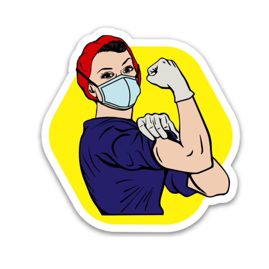 Rosie the Medical Professional Sticker- Red & Navy