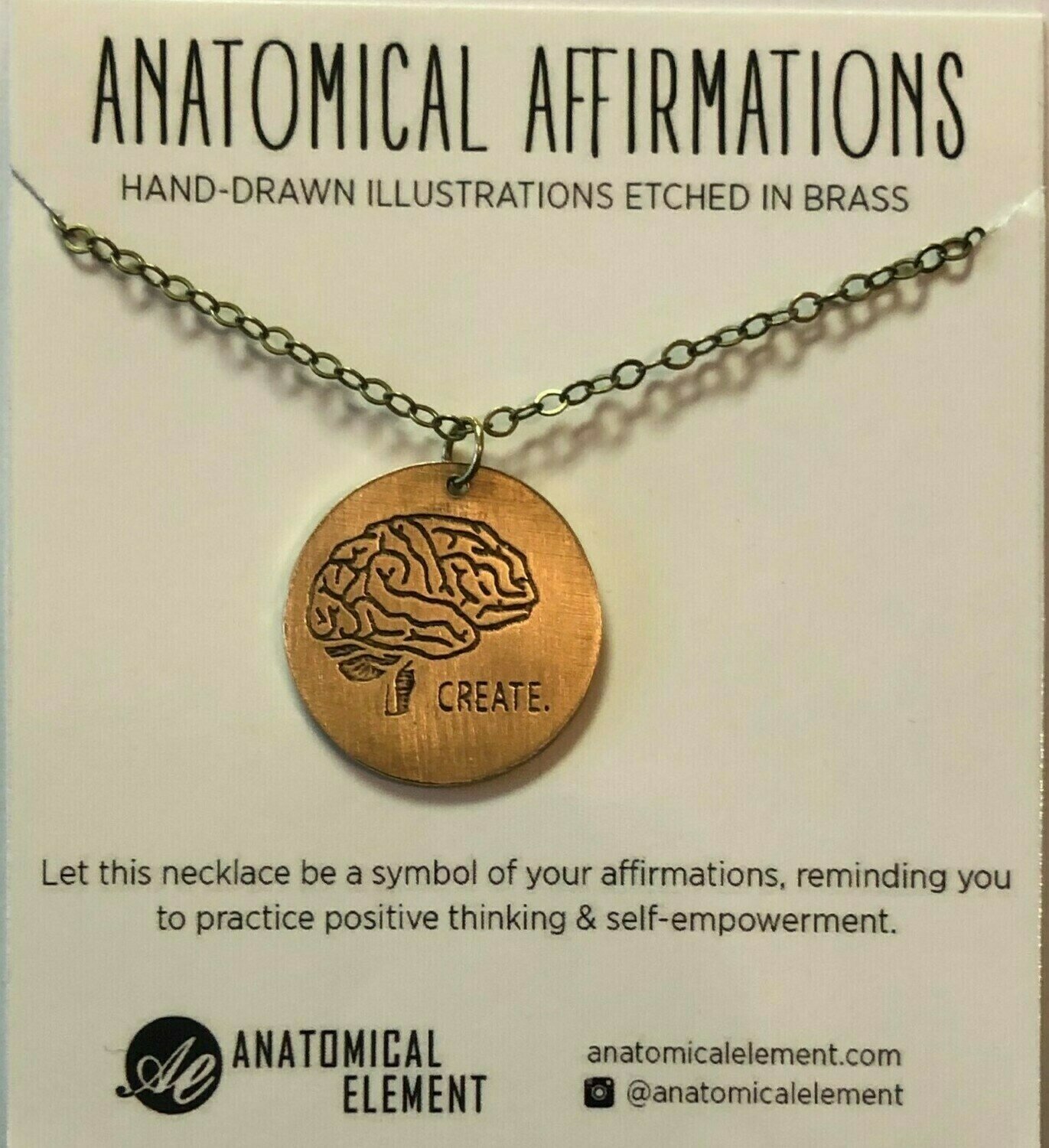 Anatomical Element CREATE Necklace - Etched Brass Brain