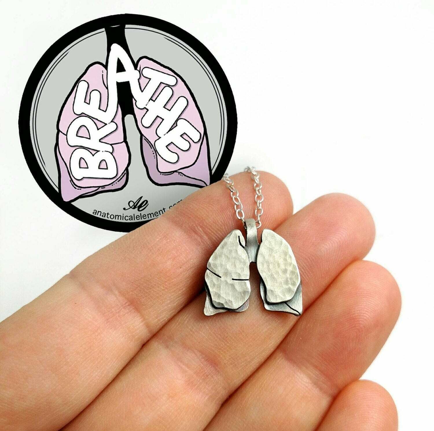 Anatomical Lung Silver Necklace