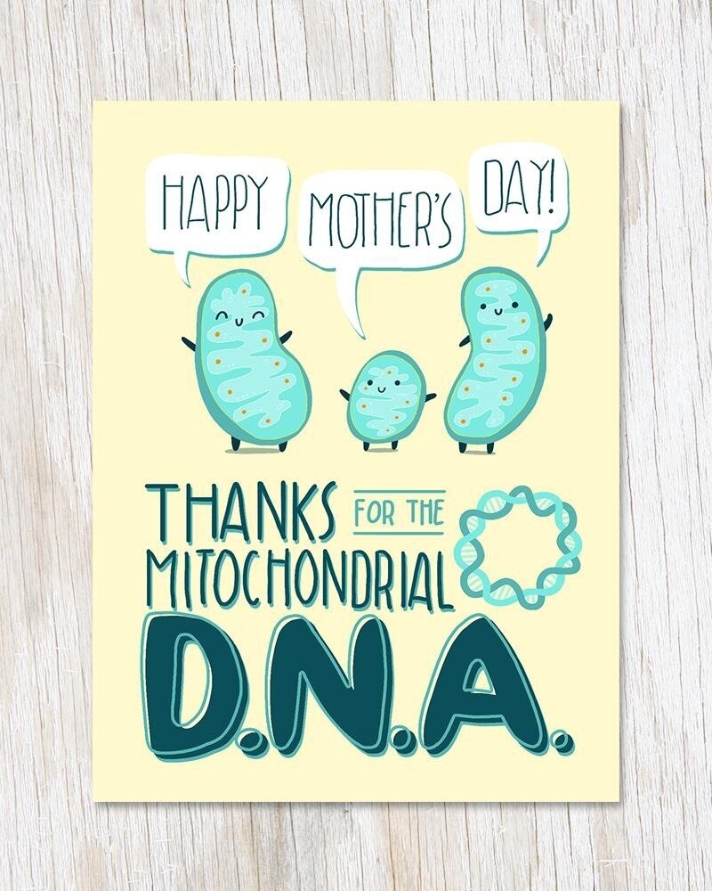 Mitochondrial Mother's Day Card - Yellow
