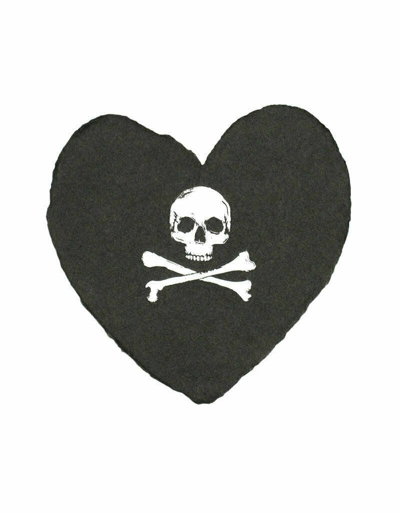 Skull and Crossbones Handmade Petite Heart Card