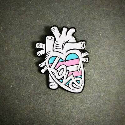 Trans Flag Anatomical Heart Enamel Lapel Pin