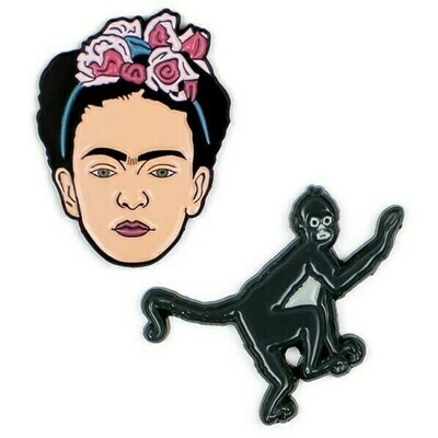 Frida Kahlo & Monkey Pins