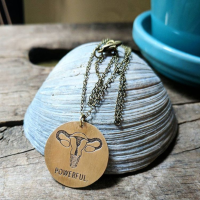 Anatomical Element POWERFUL Necklace - Etched Brass Uterus