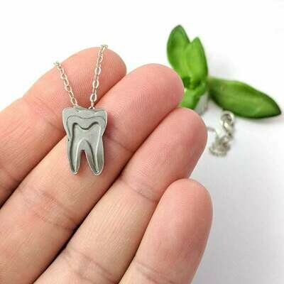 Anatomical Tooth Silver Necklace