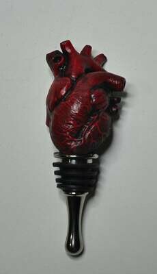 Anatomical Heart Wine Bottle Stopper, Blood Red