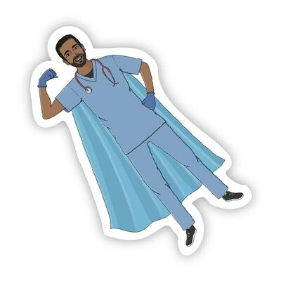Superhero Male Nurse Sticker