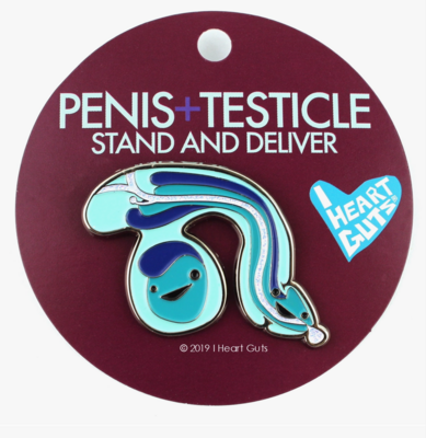 Penis Testicle Pin - Stand and Deliver