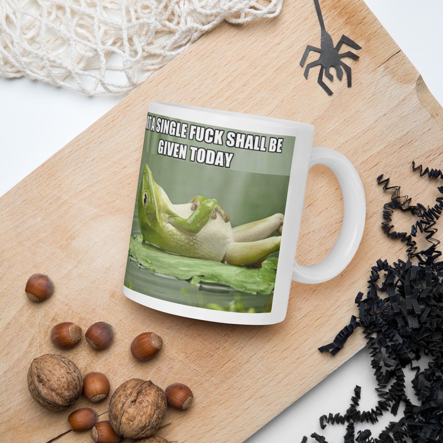 Mug: No-Fucks Frog, white