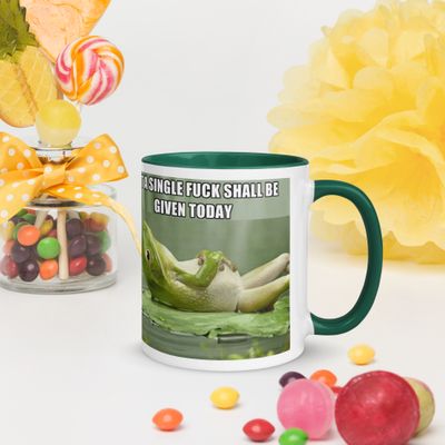 Mug: No-Fucks Frog, green