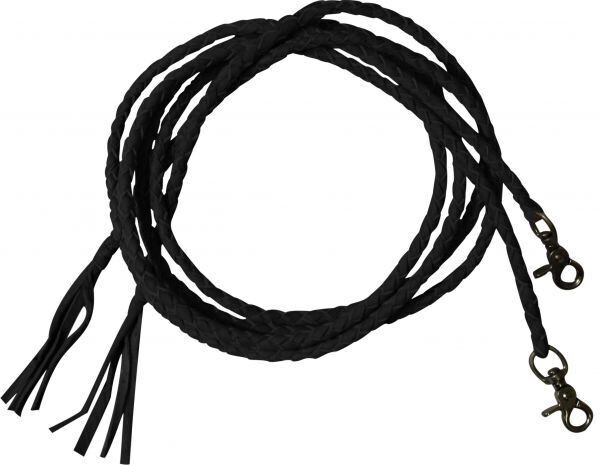 Braided Leather Split Reins 6.5ft, Color: Black