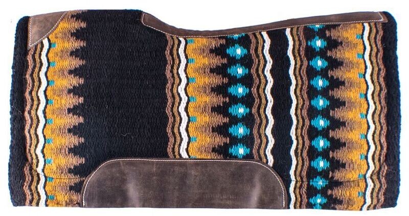 Turquoise, Mustard and Brown memory felt bottom saddle pad