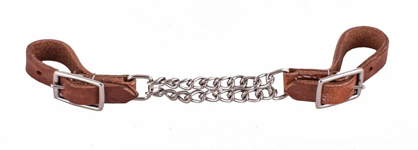 Harness leather Curb with double chain