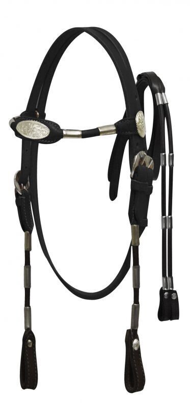 Black Leather Poco Headstall With Reins (HACK, PONY &amp; MINI SIZES)