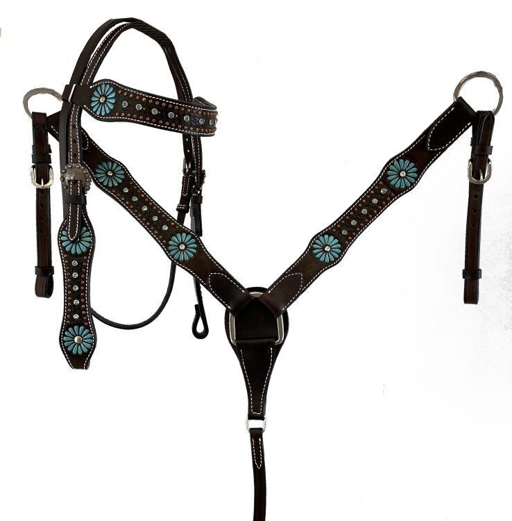 COB SIZE Matching Set with Turquoise Flowers