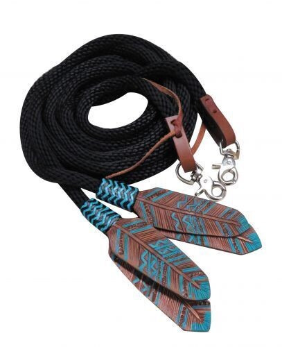 Nylon Split Reins with Feather Poppers