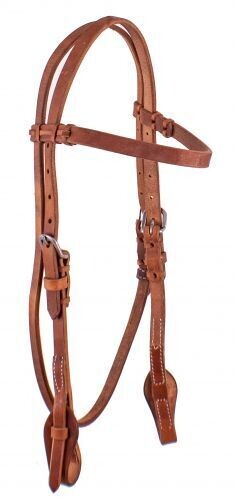 Harness Leather Headstall w Quick Change Bit Loops - Work Range