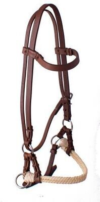 Oiled Harness Leather Side Pull Bitless Headstall