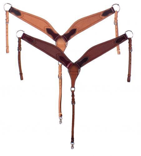 Argentina Cow Leather Basket Tooled Breast Collar
