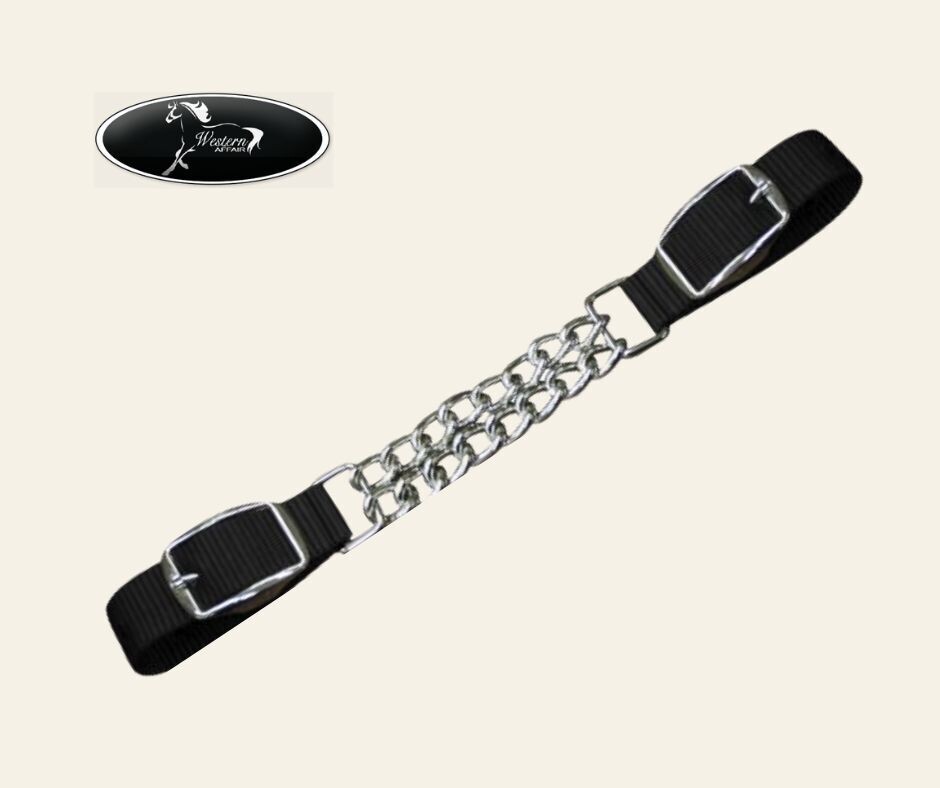 Nylon &amp; Chain Curb Strap, Color: Black