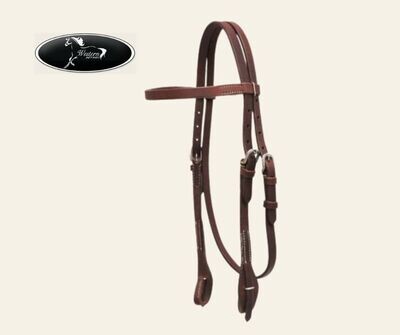 Oiled Harness Leather Headstall w Quick Change Bit Loops - Work Range