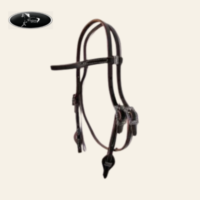 Oiled Browband Headstall with JW Hardware &amp; Quick Change bit loops (Amish Range)