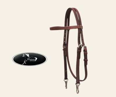 Oiled Harness Leather Headstall with Snaps